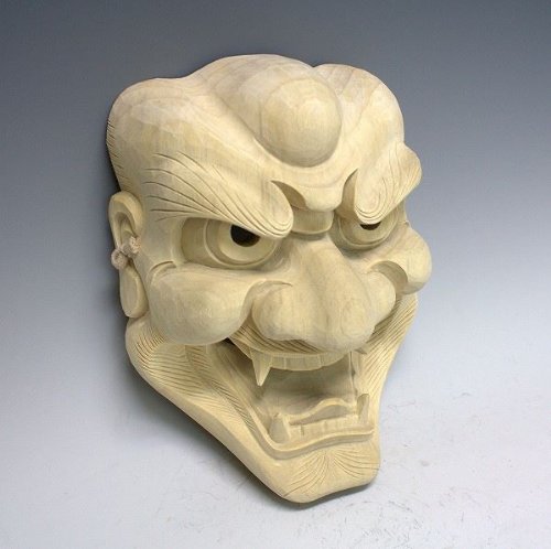 能面　木彫り　小獅子 Amazon.co.jp: 楠面 獅子口面 木彫り お面 壁掛け用 : ホーム＆キッチン